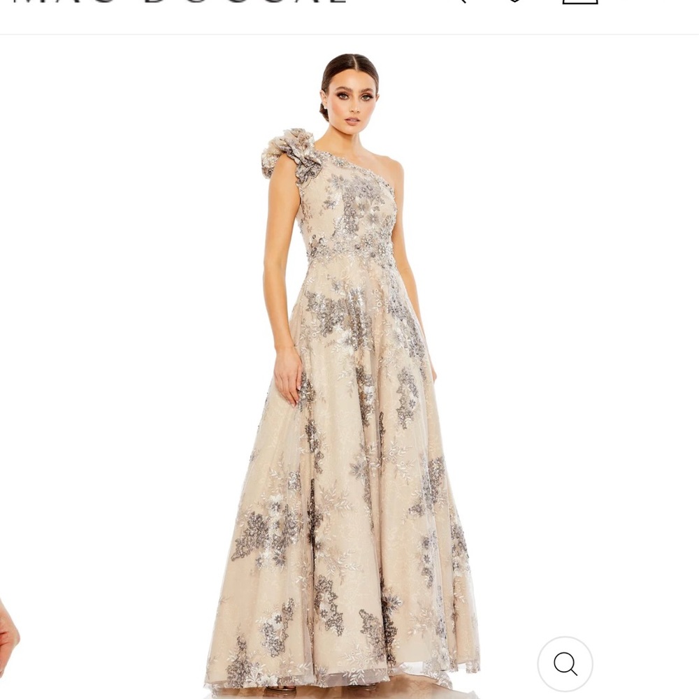 Mac Duggal Embellished One Shoulder A Line Gown
